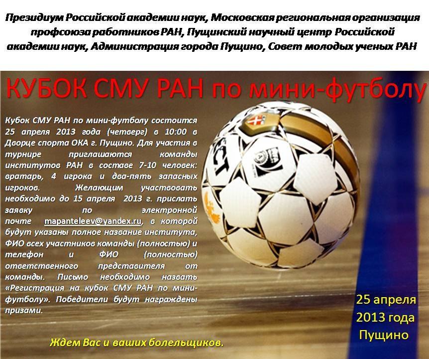 Кубок Совета молодых ученых РАН по мини — футболу